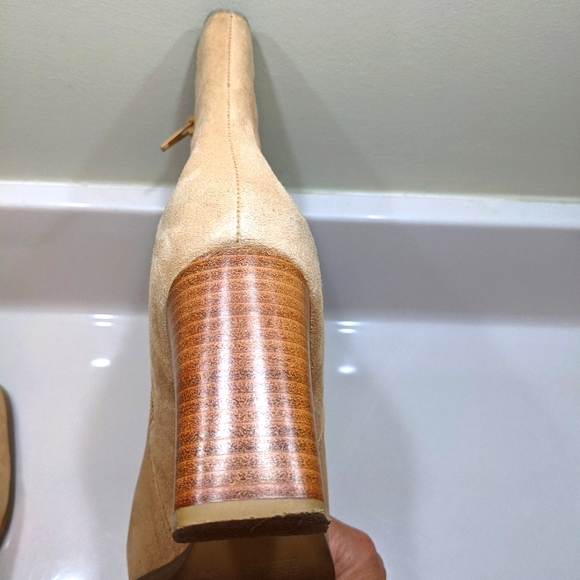 Butter Soft Women's Tan Suede Square Toe Heeled Boot - Size 7 - Picture 4 of 8